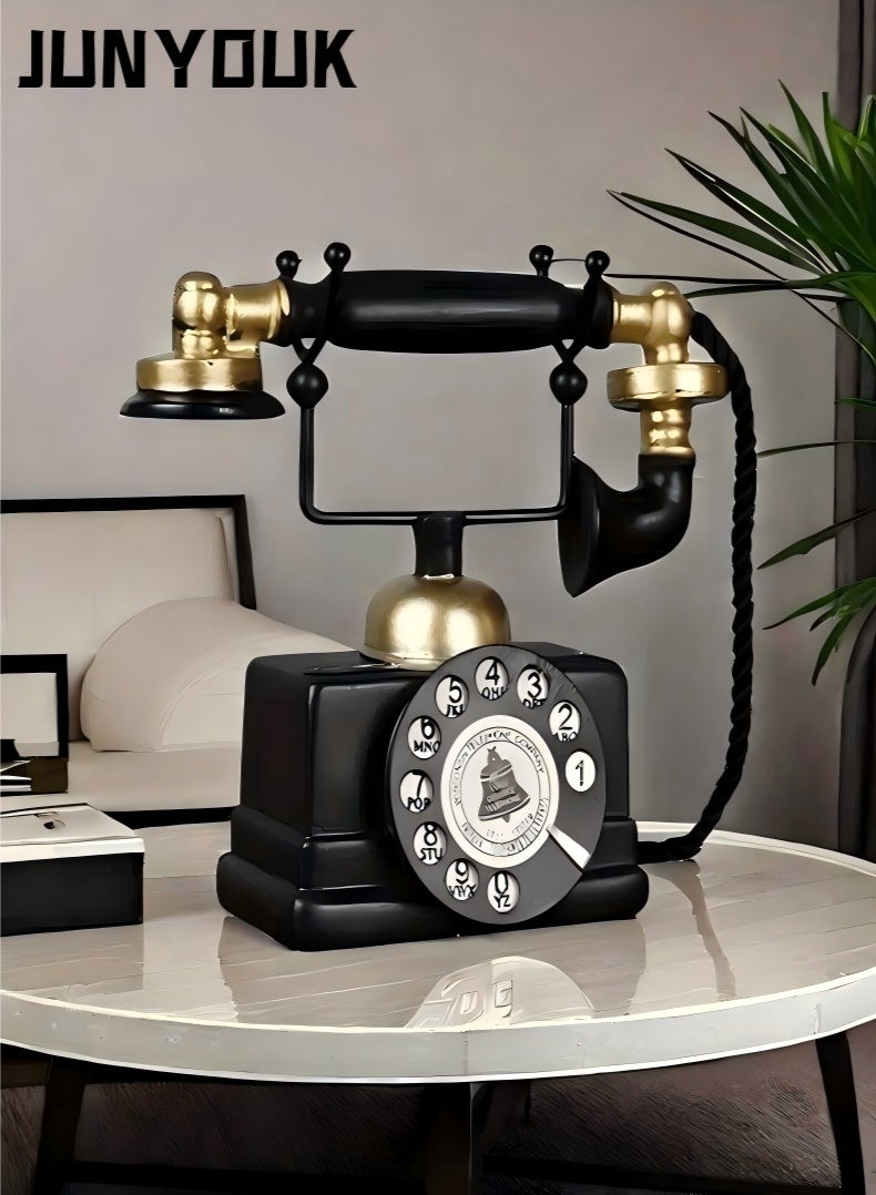 JUNYOUK Elegant Vintage-Style Decorative Telephone – Antique Resin Rotary Phone Replica, Perfect for Home and Bar Décor, Study Room Display, Nostalgic Photography Props, and Unique Gifts for Weddings, Graduations, and Special Occasions - Image 1